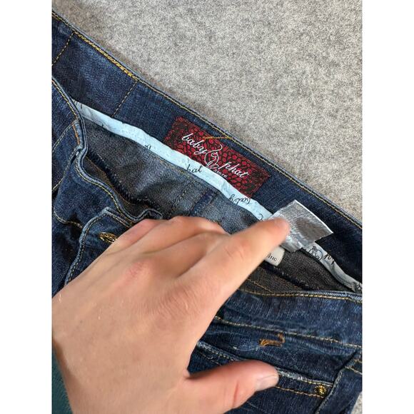 Vintage Y2K Baby Phat Jeans Shorts Womens Small Blue Denim Low Rise Hip Hop - Picture 7 of 10